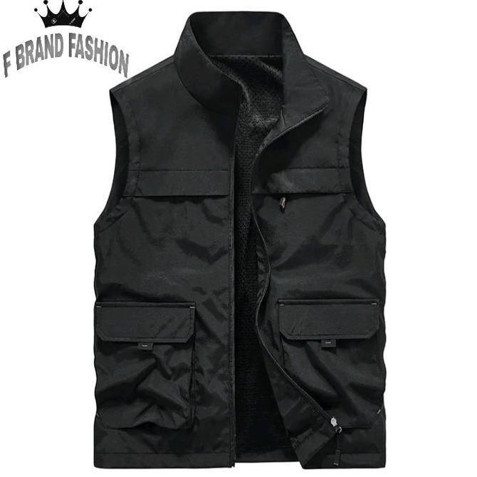 Rompi vest pria / vest pria / rompi outdoor / rompi motor / rompi murah / rompi kantoran Hitam Katun
