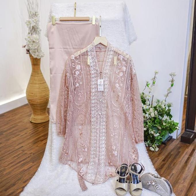 KCJ - CARISSAA Outer Tunik Tile Bordir Kombinasi brukat