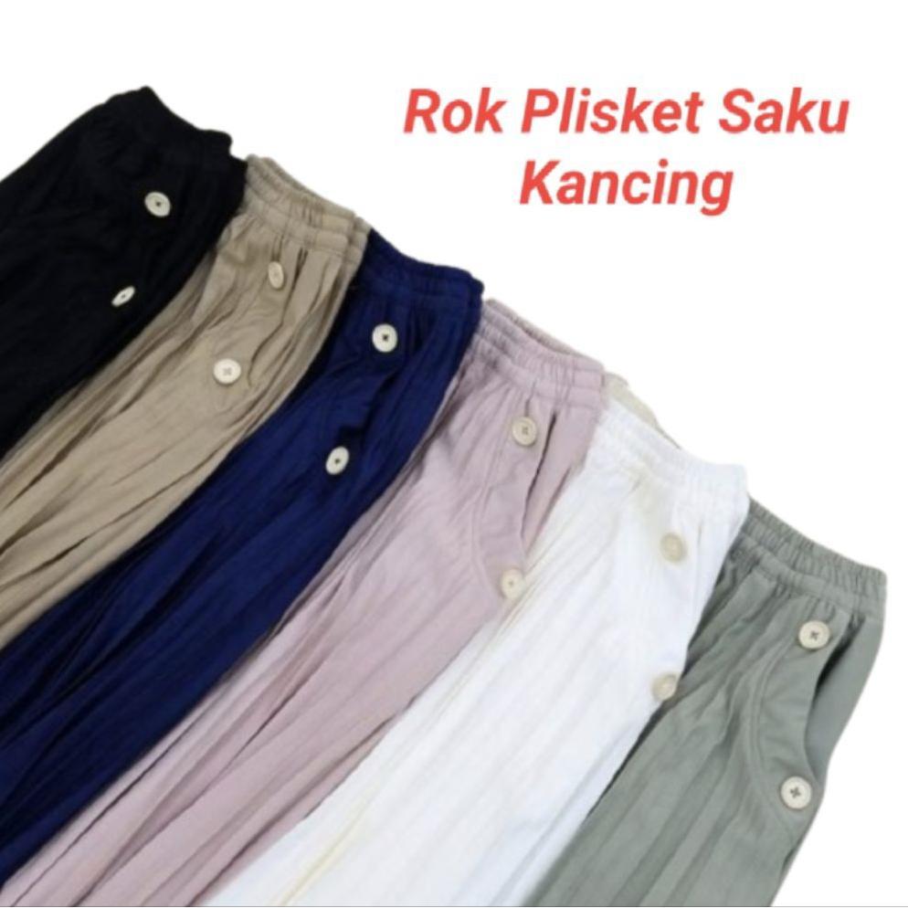 Rok Plisket RANIA ZR Dan Hi Fashion Original Variasi Saku Kancing Original