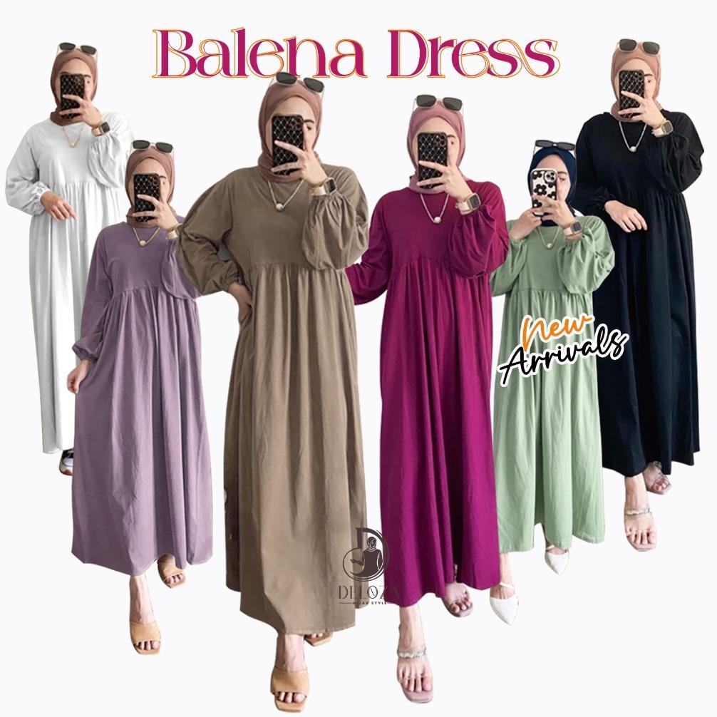 Balena Midi Dress Tunik Kaos Katun Polos Kekinian - Dress Cotton Combed By Deloza