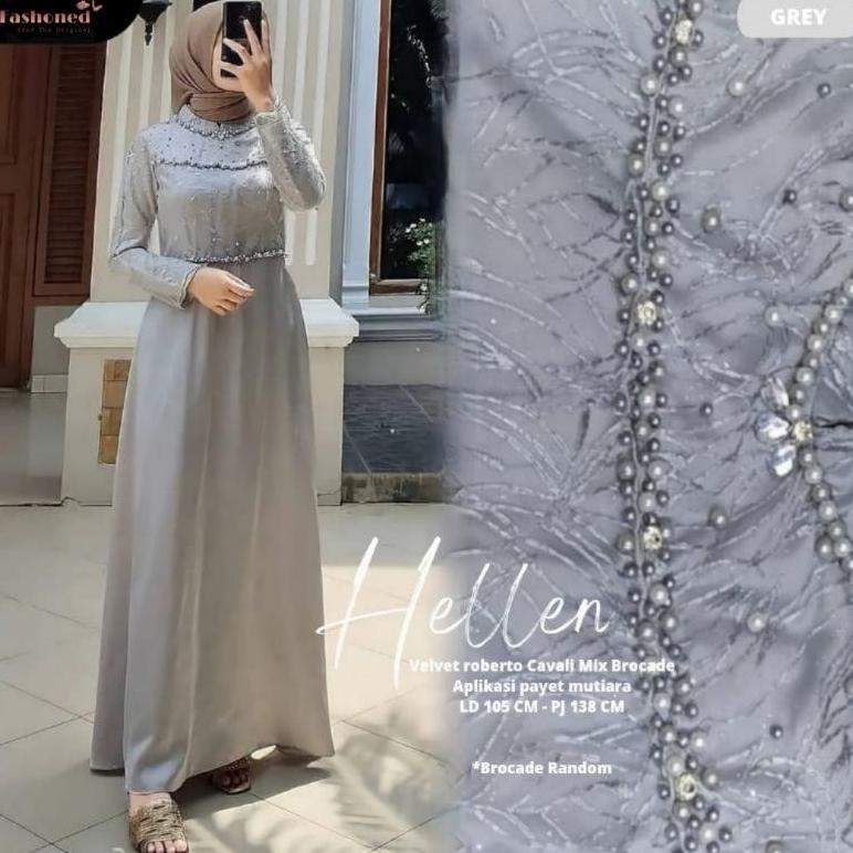Gamis Hellen Dress Pesta Muslimah Belle Maxy Dress Kondangan Brokat LD90 LD100 LD110 LD120 LD130 Son