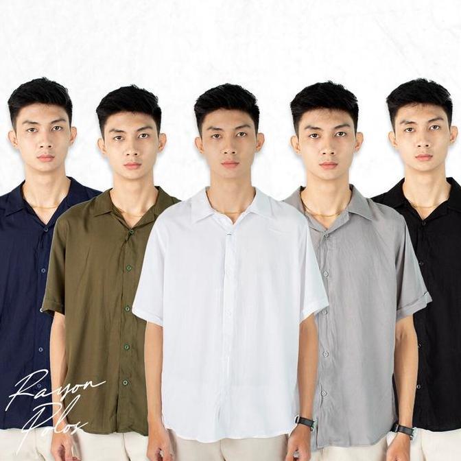 FREE ONGKIR FORTKLASS HEM PRIA KEMEJA POLOS PRIA LENGAN PENDEK KASUAL SLIM KEMEJA KATUN RAYON HALUS 