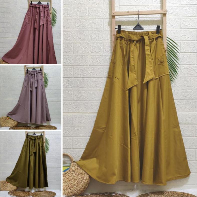 Rok payung lebar keliling 4M bahan katun toyobo/rok kerja kuliah santai/rok panjang katun toyobo may
