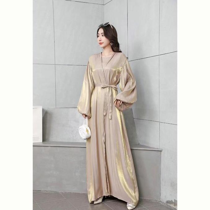 2Pcs Outer shimmer dress / dress lebaran /Shimmer Kardigan /outer shimmer / abaya turki / outfit leb