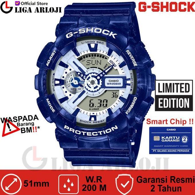 Casio G-Shock Ga-110Bwp-2Adr Jam Tangan Pria Analog Digital Biru Ga110