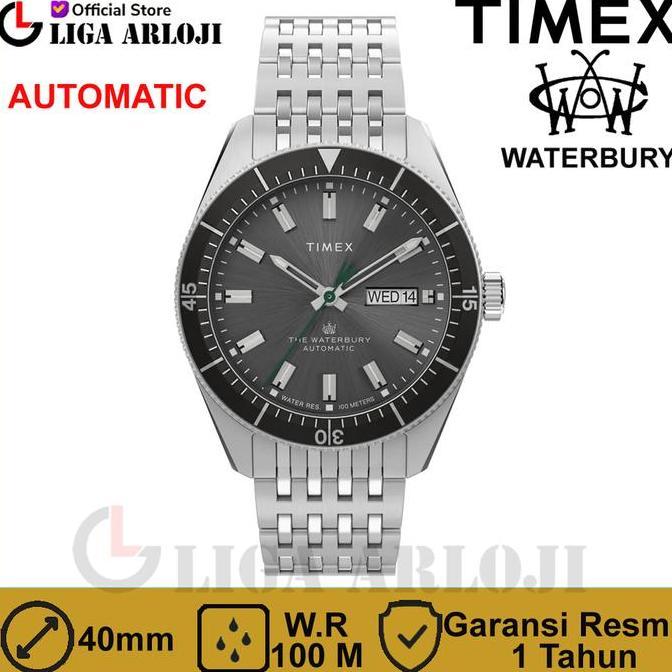 Timex Tw2V24900 Jam Tangan Pria Analog Waterbury Dive Automatic Steel