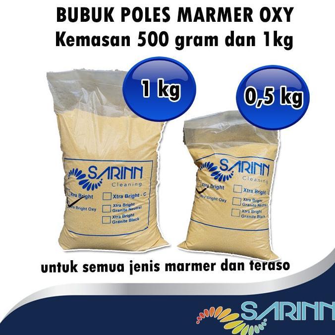 Obat bubuk poles kristalisasi marmer teraso Xtra Bright Oxy kemasan 0,5kg dan 1kg Marble Terrazo Pol