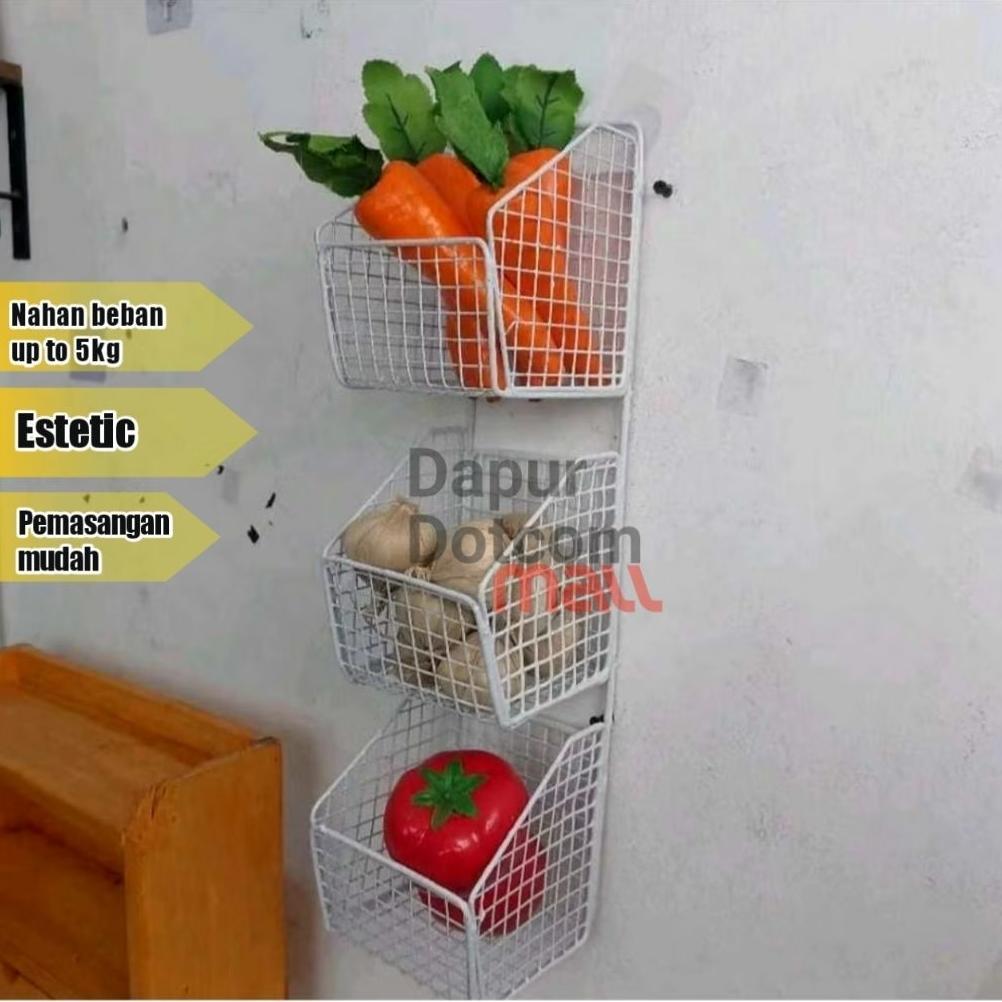 Hot Sale Ddm Rak Bumbu Gantung 3 Susun Serbaguna/ Rak Bumbu Tempel Dinding Kawat Anti Karat/Rak Bawa