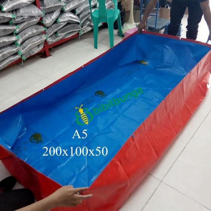 /////] Terpal Plastik Murah Kolam Ikan Lele Kotak Siap Pakai Type A5 Korea Uk 200x100x50 cm