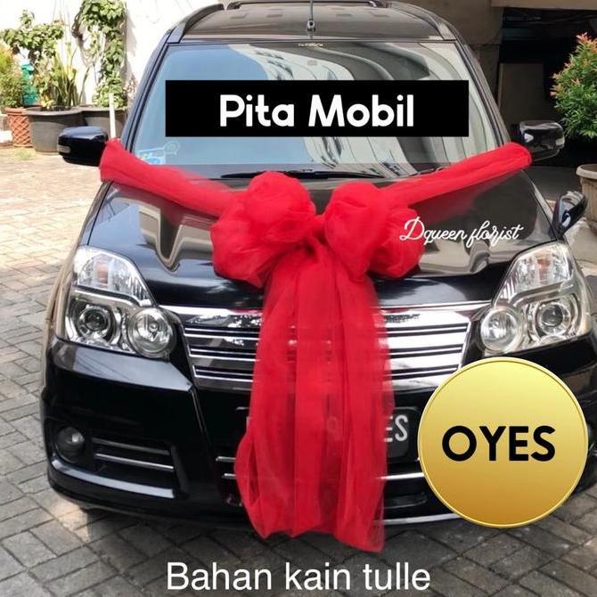 Pita mobil OYES serbaguna / bahan kain tulle / pita kado besar / custom / pita mobil pernikahan peng