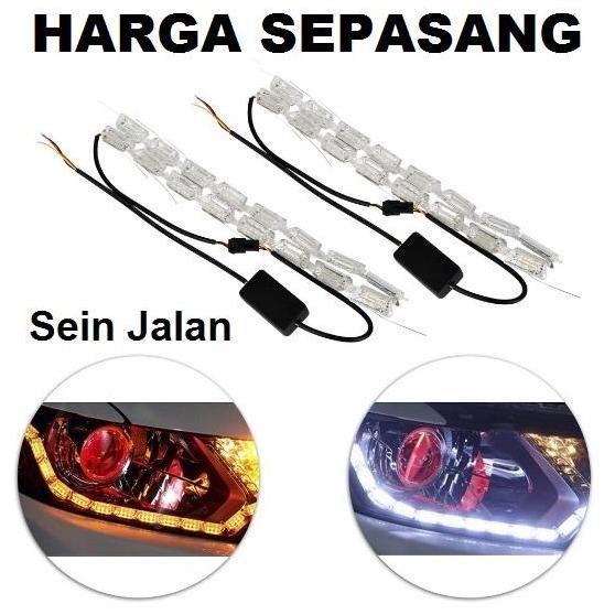 LED Alis Crystal Tear Mobil Motor 2 Warna 2 Mode DRL + Sein Jalan