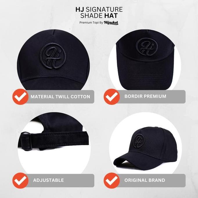 Topi Wanita & Pria HJ Signature - Model Baseball Hitam Midnight, Premium & Stylish, Nyaman Dipakai S