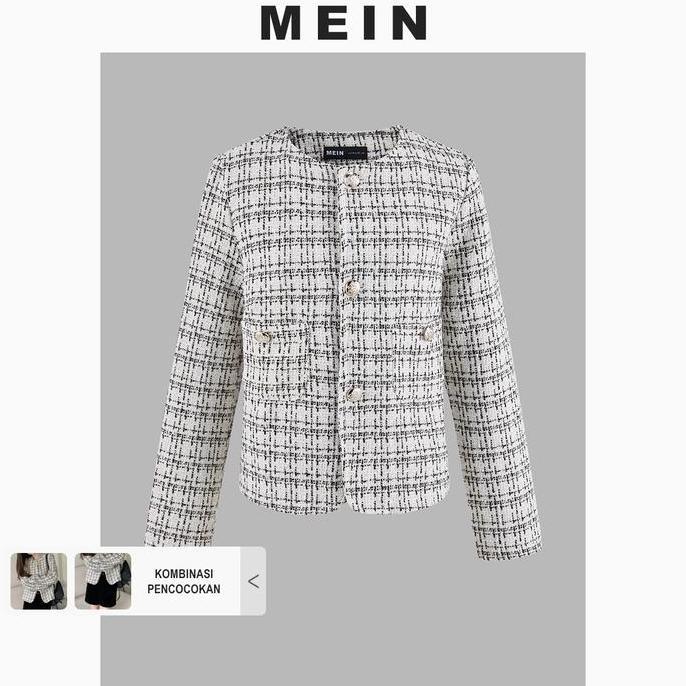 [MEIN] Outer Coat Blazer Kotak Kasual Wanita Coat Elegant Wanita Panjang Putih 5545