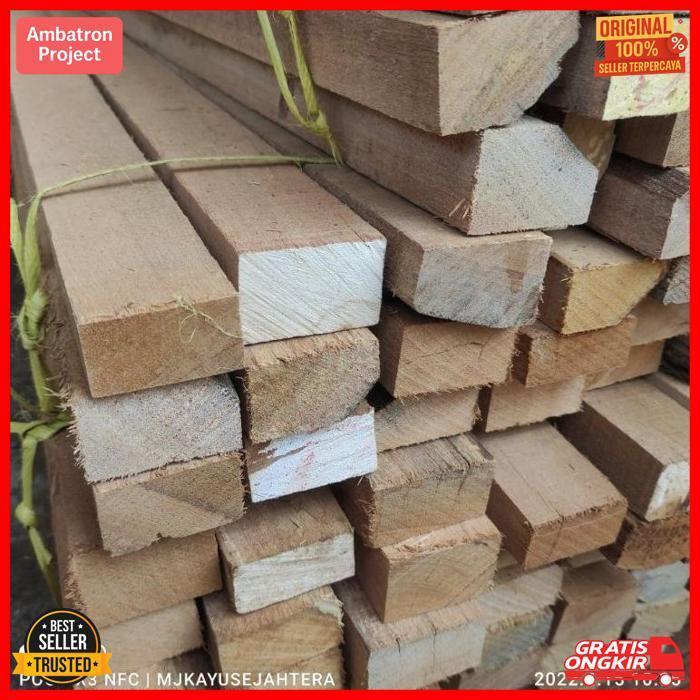 Terlaris Kaso Rangka Bantalan Decking Kayu Bengkirai Kalimantan Batangan Uk 3 X 5 X 200 - 400 Cm