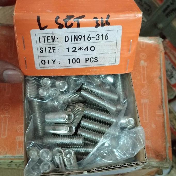 Baut L Tanam Stenlis 316 M 12X40 Pitch 1,75 Kunci L 6  Set Screw/ Imbus Best Quality