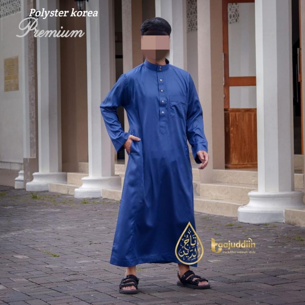 pengiriman cepat Jubah Gamis Pria Dewasa Polyster Korea Style Saudi Import Kancing Premium Exclusive