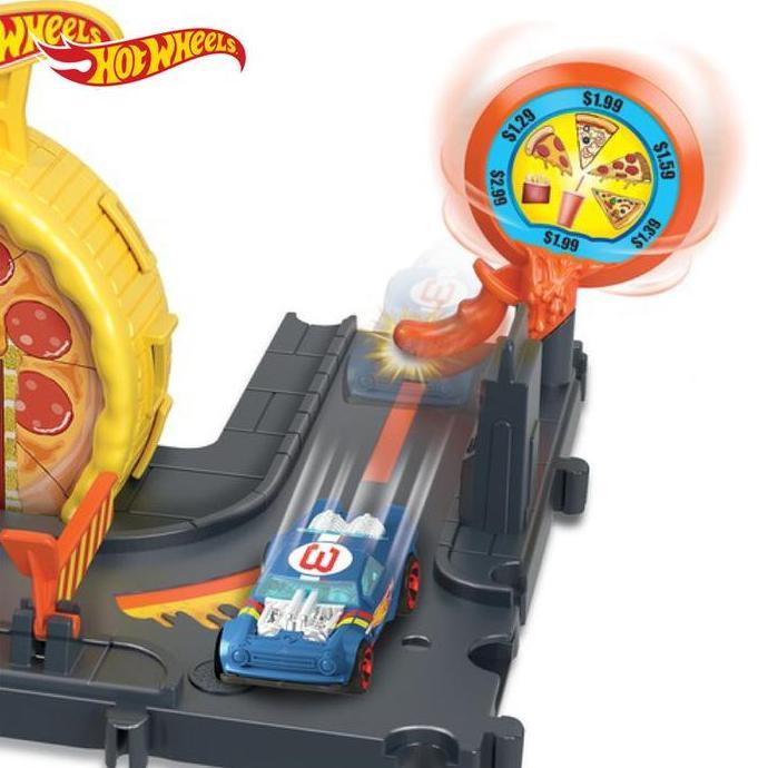 Hot Wheels City Speedy Pizza Pick-Up - Mainan Trek Mobil Balap