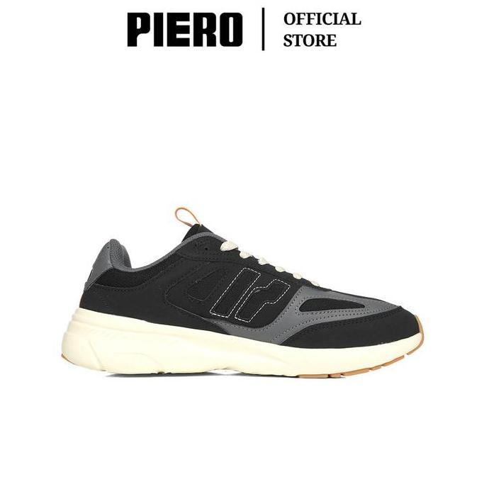 PIERO SEPATU SNEAKERS PRIA JOGGER V54 BLACK/GREY/OFF WHITE PIE1405
