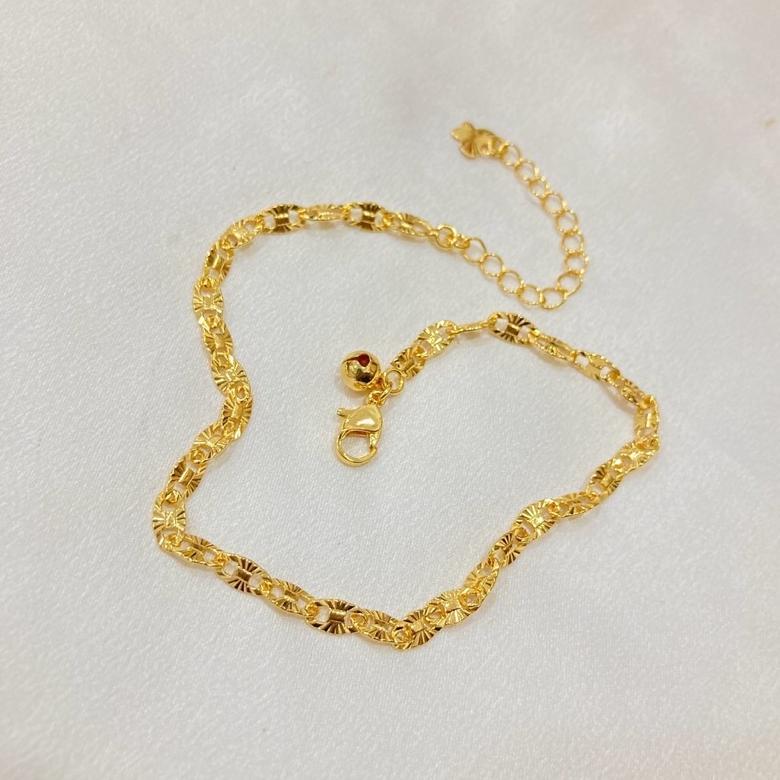 PREMIUM` Gelang Kaki Pecah Kopi Emas 24K Rhodium Swarovski