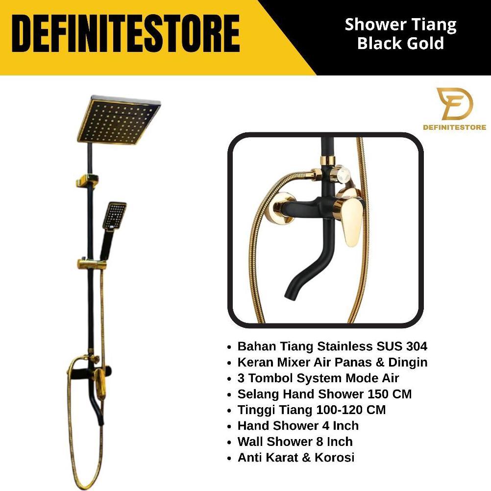 Shower Tiang Set Shower Kamar Mandi Shower Set Column Black Gold Panas Dingin Anti Karat