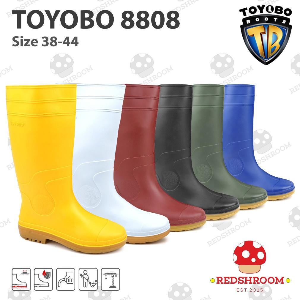 Sepatu Boot Tinggi TOYOBO 8808 Putih Maroon Kuning Hijau Biru Hitam Karet Lokal Lentur Anti Slip Air