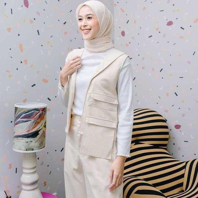 Lozy Hijab - Mona Set (One Set Rompi & Celana Kulot) Setelan Baju Muslim Wanita Panjang Atasan  Casu
