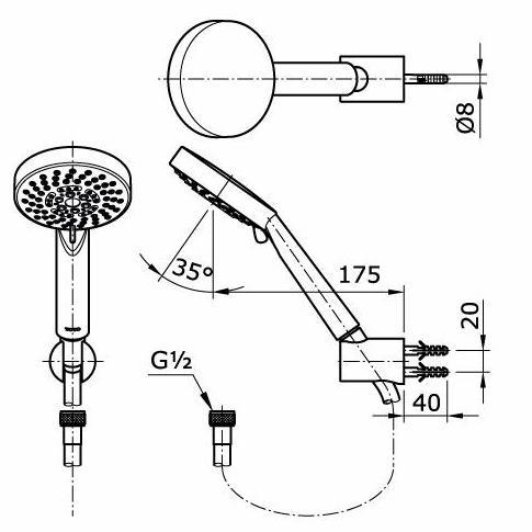 Ready Hand Shower Toto THX 118 SEN / Hand Shower Toto THX118SEN / THX118SEN