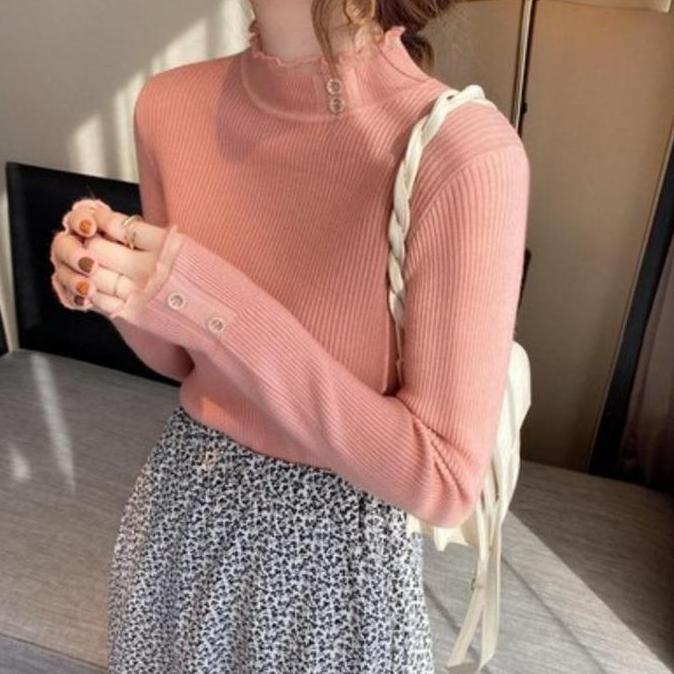 HCLL Baju Atasan Import Wanita Doris - Atasan Lengan Panjang Rajut Premium - Manset Wanita