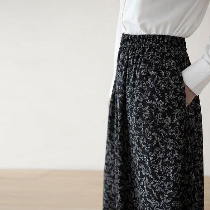 Lavanya Skirt by Aska Label - Rok wanita flowy motif bunga dan pinggang karet