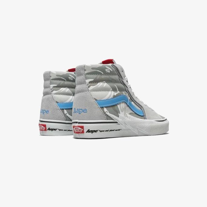 Vans x AAPE Sk8-Hi Bolt Grey Blue Orinal Resmi NAVYA