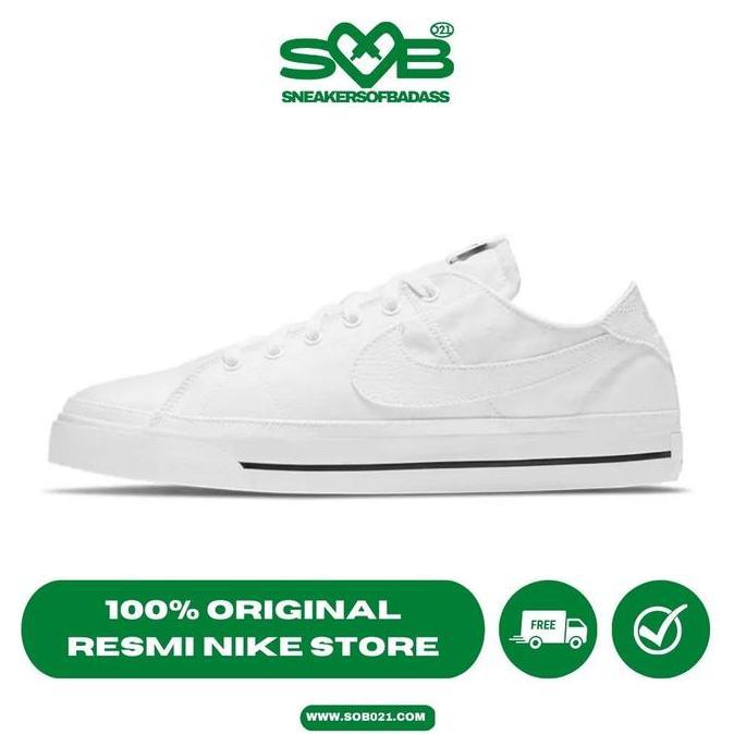 Sepatu Sneakers Nike Court Legacy Canvas Triple White - CW6539-100