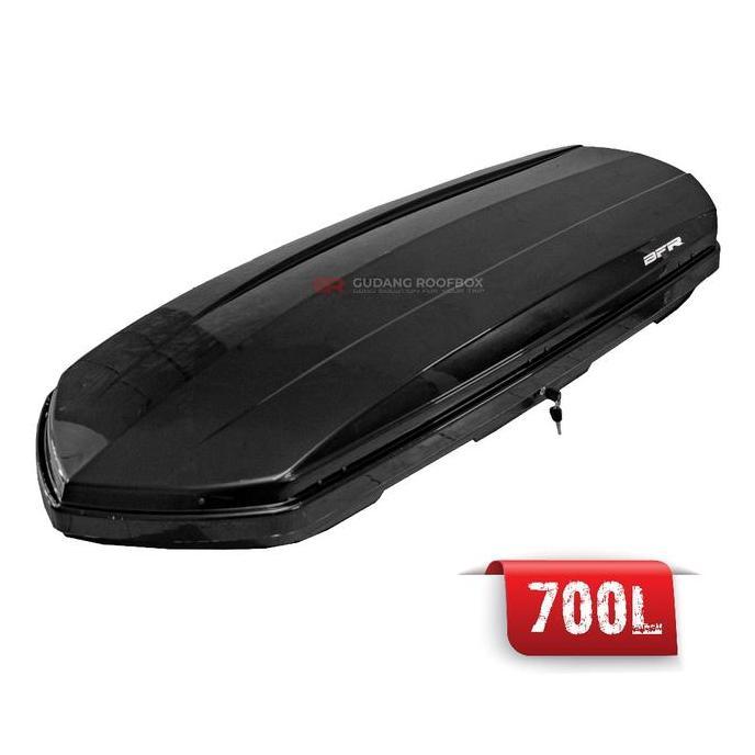 PAKET ROOF BOX DAN CROSSBAR ROOF BOX BAGASI ATAS UNTUK MOBIL INNOVA REBORN MATERIAL ABS ORIGINAL BFR