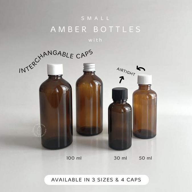 Botol kaca amber 50ml & 100ml tutup ulir