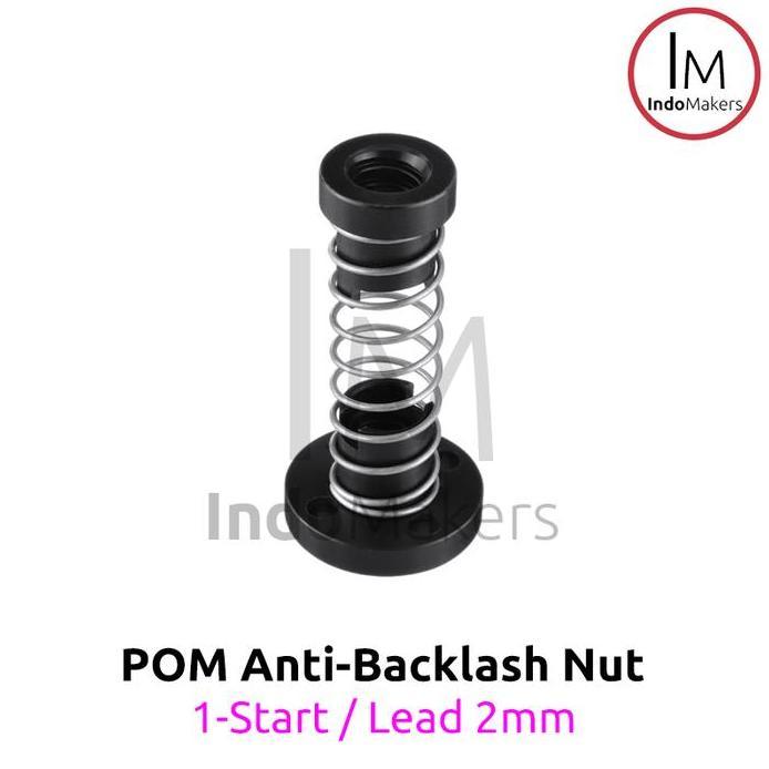 POM Leadscrew 8mm Start 1 Lead 2mm Anti Backlash Spring Nut