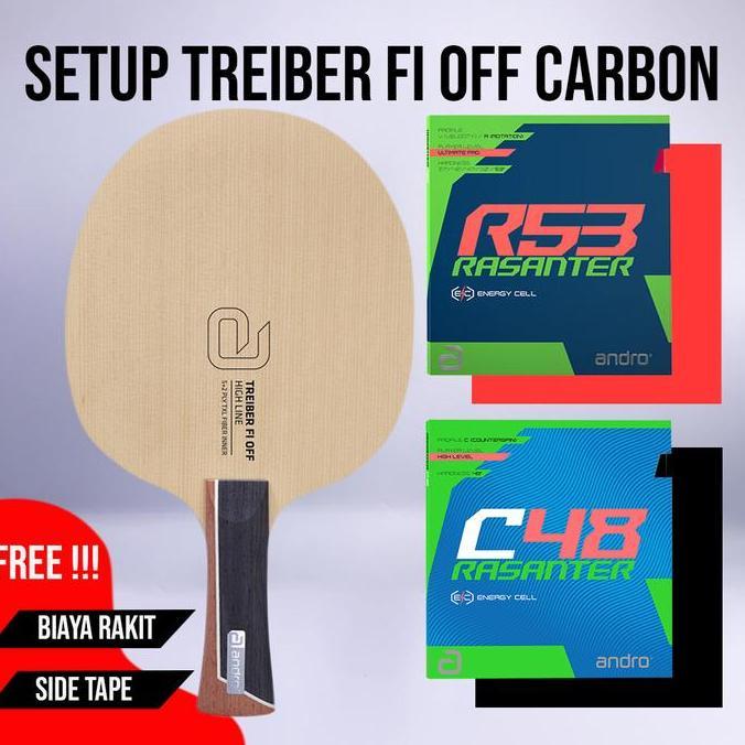 Paket Bat Pingpong Tenis Meja Rakitan Andro Treiber FI TXL Carbon OFF Andro Rasanter R53 Andro Rasan