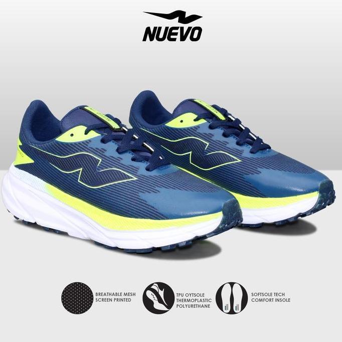 NUEVO - Sepatu Lari Pria Olahraga Jogging Nuevo Crosspeed Navy Stabilo Running Shoes Ringan Outdoor