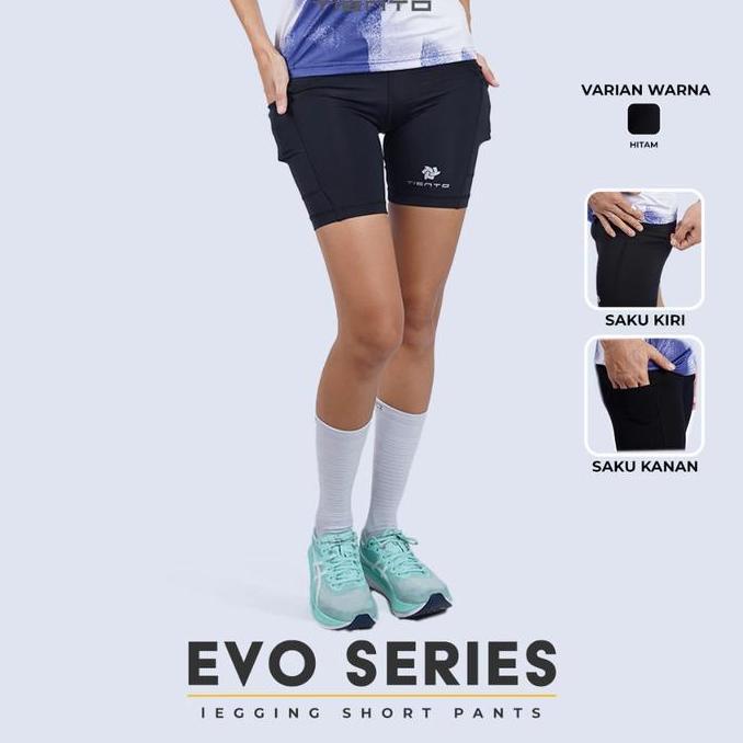 Tiento Celana Legging Lari Wanita Short Pants EVO Women Leging Running Pocket
