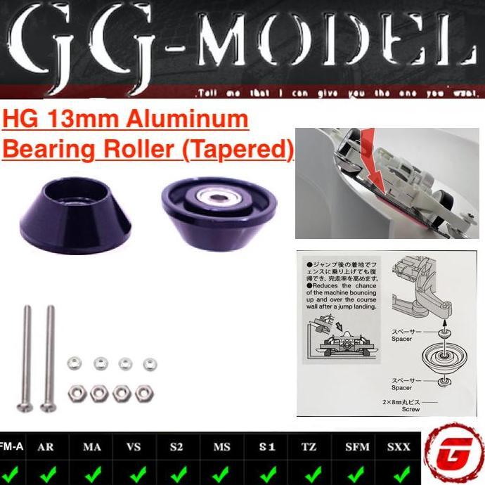 REP TAMIYA 95497 HG 13MM TAPERED ALUMINUM ROLLERS RINGLESS BLACK