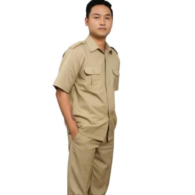 Baju Seragam PEMDA DKI Coklat Khaki Setelan Pemda PNS Kemeja dan Celana