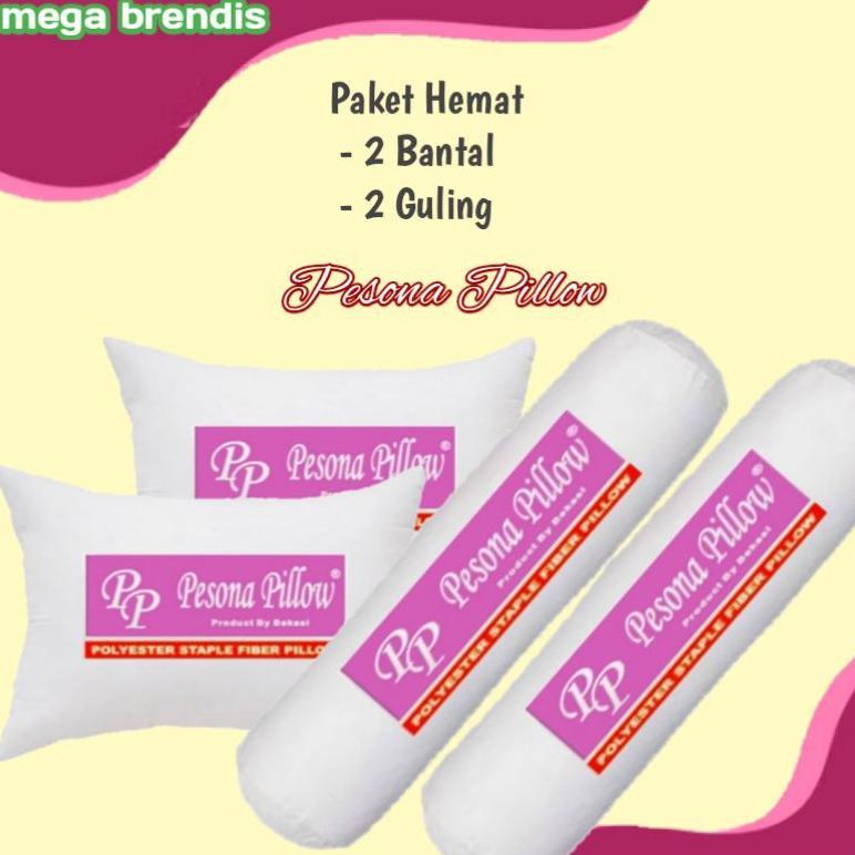 Paket bantal murah 2 bantal 2 guling silikon bantal pesona