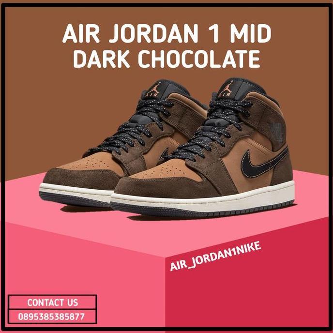 Sepatu Nike Air Jordan 1 Mid SE Dark Chocolate 100% Authentic