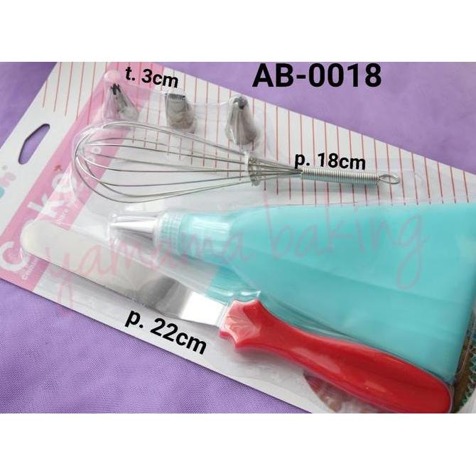 PROMO AB-0018 Spuit set whisker spatula stainless pipping bag silikon