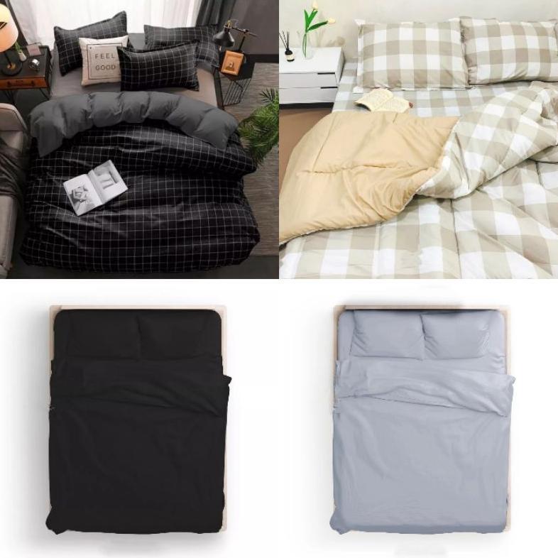 Seprai/Sprei Aesthetic Korea Style Motif Kotak/Polos Ukuran 90x200,120x200,160x200,180x200 Samarinda
