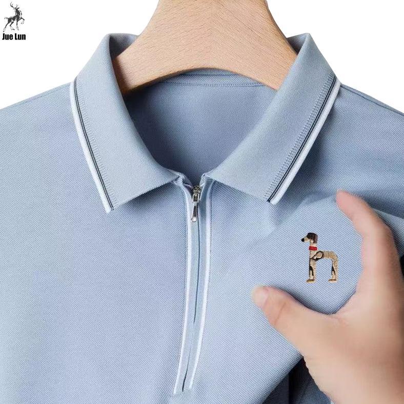 JUE LUN Polo Shirt Pria Atasan Pria Berkerah Upper Zip Polo Shirt Terbaru Kaos Poloshirt Pria Import