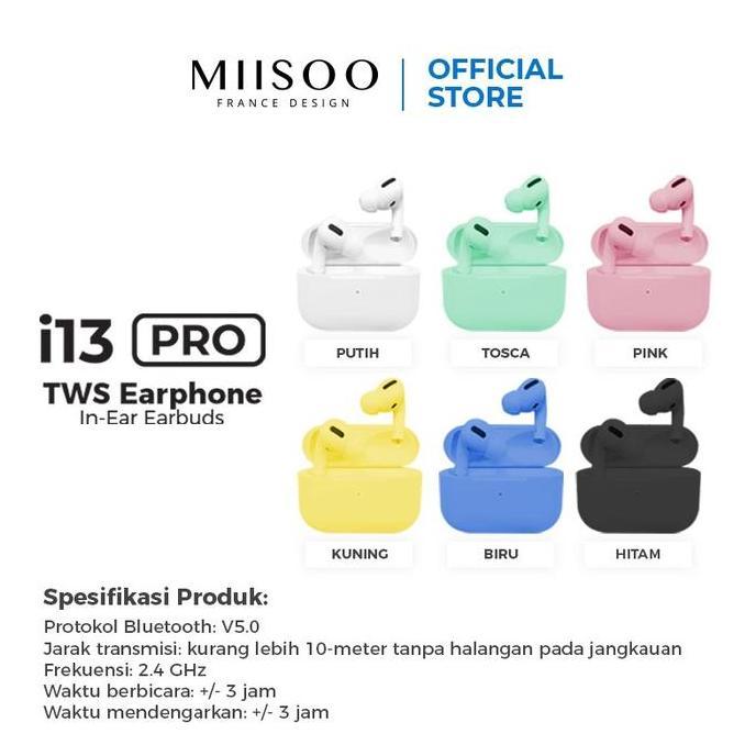 Audflow- Miisoo I13 Pro Macaron I12 Metal Tws Earphone Izin Postel True Wireles