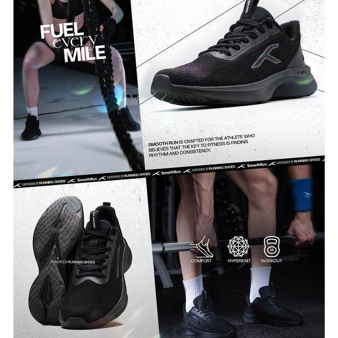 Sepatu Running Lari Merk Hundred Smooth Run Original Sepatu Lari Senam Joging Hundred