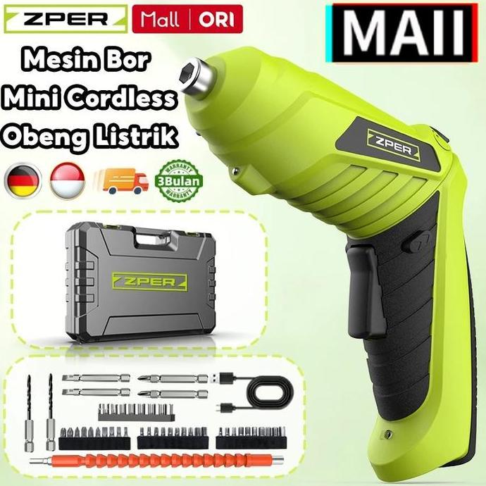 Dayhpy- CodZper Mesin Bor Baterai 4.2V Obeng Listrik Cordless Drill Battery Bor Kayu Triplek Besi Bo