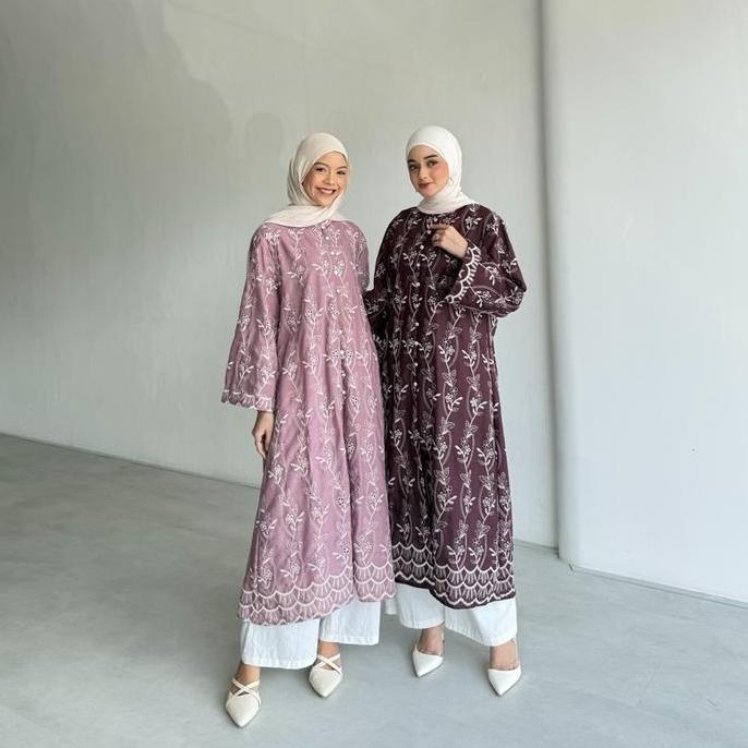 Busananew- Zainab By Yellowfacy || Cotton Bordir Tunik Baju Kurung Melayu Shirt