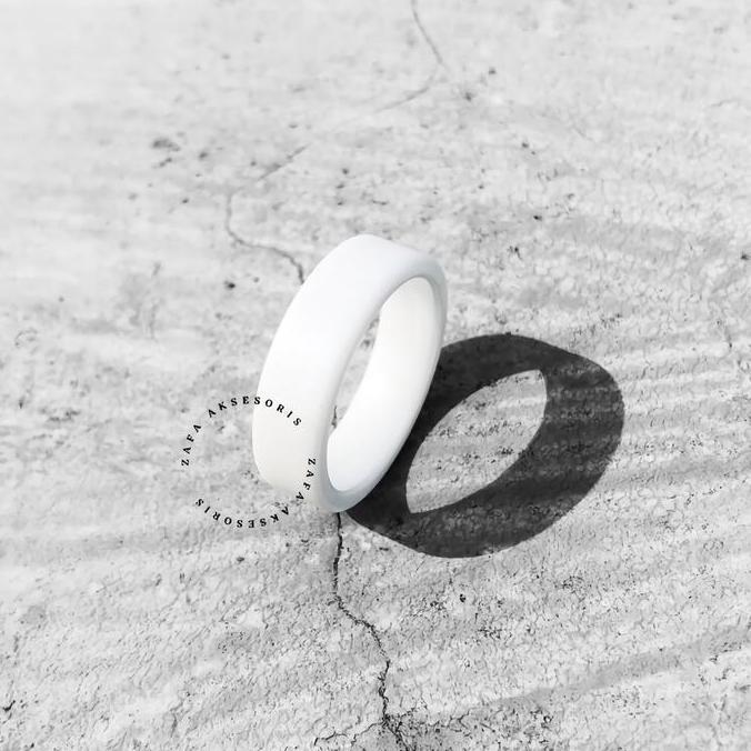 Cod,Bisa- Zafa Cincin Titanium Pria Wanita Hitam Putih Polos 6Mm - Porche