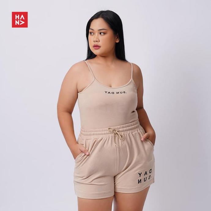 Sendtoday- Hana Fashion - Kimmy Set Sunday Printing/Set Tank Top Dan Celana Pendek Wanita- St026 Set
